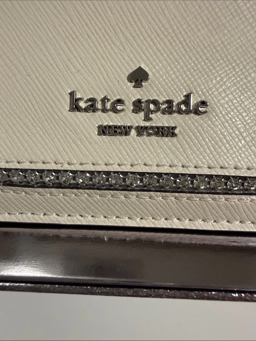 kate spade Cream Leather Card & Key Pocket with Crystal Accent